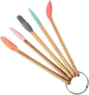 Mikinona 5pc Kids Silicone Baking Tools Handle Silicone Cooking Spatulas Kids Cooking Utensils Bread Baking Tools
