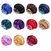 Women Sleep Cap Elastic Satin Bonnet Wide Band