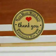 Round Paper Labels 'Thank you, Hand made with love New