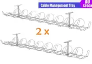 2 x Under Desk Cable Management Tray Hide Wire Organizer Cord Basket Rack Tidy