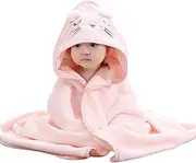 Cotton Hooded Baby Towel | Ultra-Soft Cute Baby Wrap Blanket | Coral Fleece Hooded Towels - Swaddling Bath Towel With Ears - Baby Towels With Hood For Girls Boys
