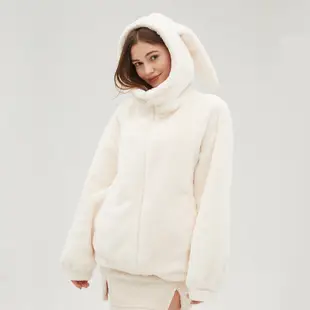 Ohsunny Cute Ears Hoodie 保暖蓬鬆人造毛皮短外套派克大衣外套帶口袋