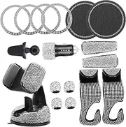 1Set Rhinestone Car Accessories Elegant Automotive Decoration with Valve Stem Caps Auto Hook Present for Birthdays Christmas Year More