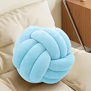 Knot Pillow Ball-Shaped Decorative Throw Pillows,Sky Blue 27cm Cute Couch Cushion Knotted Plush Pillow Suitable for Living Room Bed Decoration Handmade Braided Throw Pillows