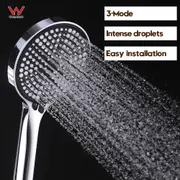 Decaura WELS Handheld Shower Head 3-Mode Spray Massage/Rain/Mix Round ABS (Chrome)