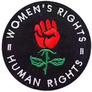 [Pinstant] Women's Rights = Human Rights Raised Fist Red Flower Rose Feminist Women Pride Feminism Girl Woman Equal Power 3" Iron On Embroidered Patch for Clothing