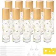 JIUWU 10Pcs 1/3Oz Glass Roller Bottles 10ml Lucky Cat Roll Matte Gold
