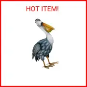 TERESA'S COLLECTIONS 16 inch Metal Pelican Statues Outdoor Yard Art, Blue and Wh