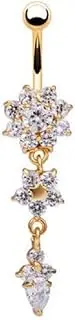 [TOZLU] Girl Gold Silver-plated Navel Ring Fashion Belly Button Ring Stainless Steel Navel Piercing Belly Bars Navel Studs Body Piercing Jewelry for Women Birthday gift Stylish and Popular Practical and clever