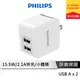 PHILIPS 15W USB 充電器 【旅遊首選 全球通用電壓 100V~240V】 充電頭 快充頭 DLP3012