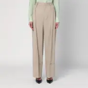 [Victoria Beckham] Wide Mandarin Colour Pants In Wool 12 UK Beige
