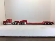 Siku Grove Peterbilt Semi Truck With Lowboy Trailer 1/55 Scale Diecast Red