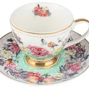 Roses & Butterflies Mint Teacup & Saucer Set 200ml