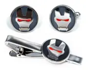 Avengers Ironman Cufflinks, Groomsmen Wedding Jewelry Cuff Links, Geek Tie Clip