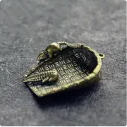 Mini Brass Rat Dustpan Corn Blessing Statue Good Luck Pocket Figurines Home