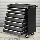 Tool Chest Cart 7 Drawer Trolley Box Cabinet Mobile Garage Storage Black Metal