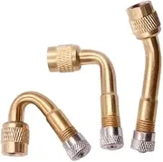 3 Pcs Tire Valve Extension,45/90/135 Degree Angle Bent Valve Adaptor,Brass Inflatable Nozzle Extension Valve Stem Extenders,Universal Valve Stem Extension for Car Motorcycle Scooter Bike (Gold)