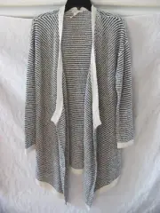 Eileen Fisher Cascading Cardigan Sweater-Org Cotton Boucle Stripe-Sze M-NWT $328