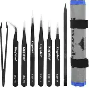 8pcs Pointed Precision Tweezers Set Anti-Static Tweezer Kit Electronic Repairing