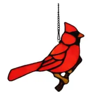Red Cardinal Stained Glass Suncatcher Bird