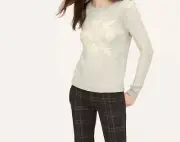 Ann Taylor LOFT Brushed Snowflake Sweater Various Sizes Cloudy Sky Melange NWT