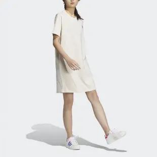 【adidas 愛迪達】洋裝 女款 運動洋裝 長版上衣 三葉草 亞規 白 IK8637