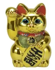 Tokoname-yaki Maneki-neko Baigetsu Gold Koban Cat No. 8 Height: 24c From Japan