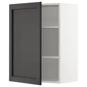 METOD wall cabinet with shelves, white/Lerhyttan black stained, 60x37x80 cm