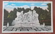Postcard Statue "The Mystery of Life" Forest Lawn Memorial Park Glendale CA