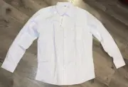 ZEROYAA Mens White Long Sleeve Slim Fit Tuxedo Dress Shirt Prom Performing M NwT