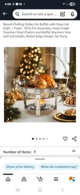 Warmounts DBS-R-01 1QT Stainless Steel Chafing Dish Buffet Set w/ Glass Lid