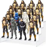 Star Was Black Series 6inch Figure Risers Stand for Display, Action Figure Shelf with Flexible Pegs for Collectibles Organizer, Figure Toy Support Holder Base for 1/12 Scale, 4 Tiers, Clear