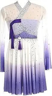 [Zagitova] Ice Figure Skating Dress for Girls Patchwork Gradient Women Competition Dance Outfits with Shiny Rhinestone