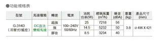 《阿拉斯加》天花板節能循環扇 G-314D / 吊管式 / 遙控 / DC直流 / 搭配冷暖空調