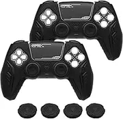 PlayVital 2 Set Silicone Case for ps5 Controller - Anti-Slip|Perfect Fit|Premium Silicone Material|Futuristic CyberMech Design|Compatible with ps5 Official Charging Dock - Black