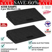Kerb Ramps 2 Pcs Rubber Access Curb Ramp Set For Car Scooter 50x30x11 cm -Black