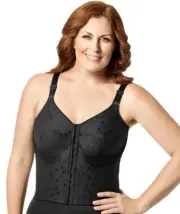 Elila Wire-Free Front Opening Longline Bra - Black (Size 16F)