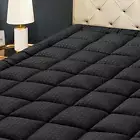 HYLEORY King Mattress Pad Quilted Fitted Protector King, Black