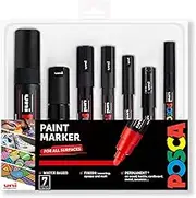 POSCA Black - Full Set of 7 Pens (PC-17K, PC-8K, PC-5M, PC-3M, PC-1M, PC-1MR, PCF-350)