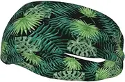 [CADREWY] Transparent Palm Leaf Pattern Print Stylish Sports Sweatband Stretchy Breathable and Moisture Wicking Headband for Gym