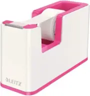 Leitz Tape Dispenser, Heavy Base with Tape, Wow Range, WhiteMetallic Pink