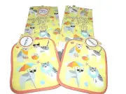 NEW Beach CATS Kitchen TOWELS + POTHOLDERS Set SUNSHINE STATE Of MIND Yellow