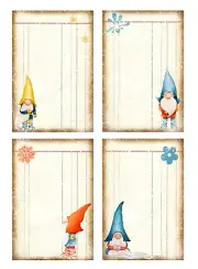 Junk Journal Supplies Winter Gnome Library Cards Collage Sheet Scrapbook Card