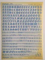 Chartpak Velvet Touch Lettering Old English 36pt/S 2836 CL Blue Rub On Letters