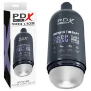 PDX Plus Shower Therapy - Deep Cream - Frosted - Discreet Stroker with Sucti...
