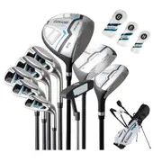 Costway Men's 15 Piece Portable Complete Golf Club Set w/Stand Bag Driver & Putter for Juniors & Professionals White