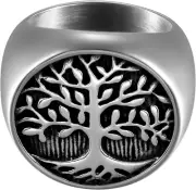 Biker Jewelry Men'S Religious Stainless Steel Vintage Life Tree Band Ring, Chris