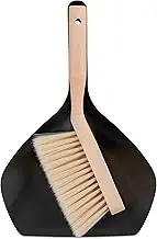 Relaxdays Dustpan Set, Set of Hand Brush & Dustpan, Household & Camping, Metal & Beech Wood, Dustpan Set, Black/Natural, 1 Piece