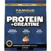 Famous Nutrition Sport Creatine + High Protein Low Sugar Powder Choc Milkshak 400g