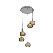 52118-CH-MIR Glam Five Light Pendant Mirror Glass Shade - Chrome